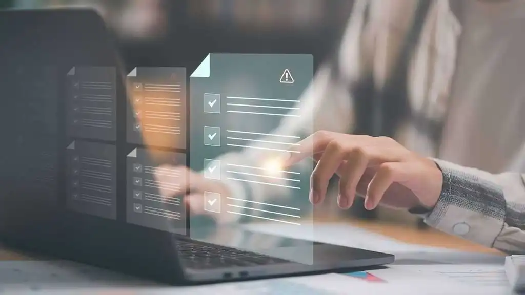 Person working on a laptop