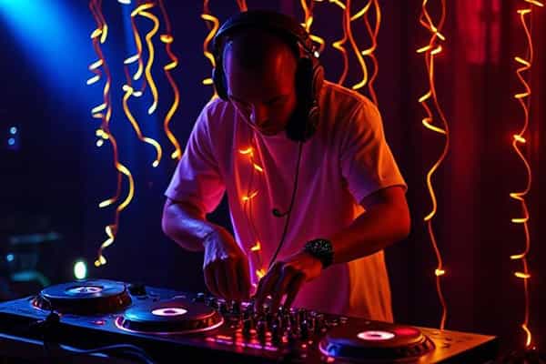 DJ on a controller at a party