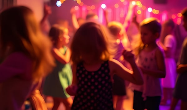 Children's party disco Children enjoying a party disco with games and lights