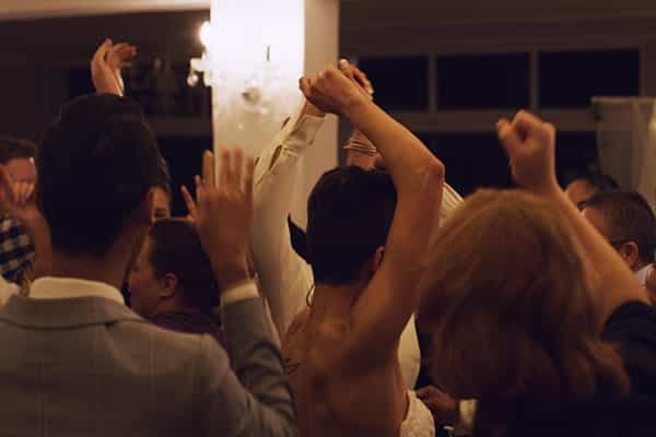 Guests dancing at a wedding disco